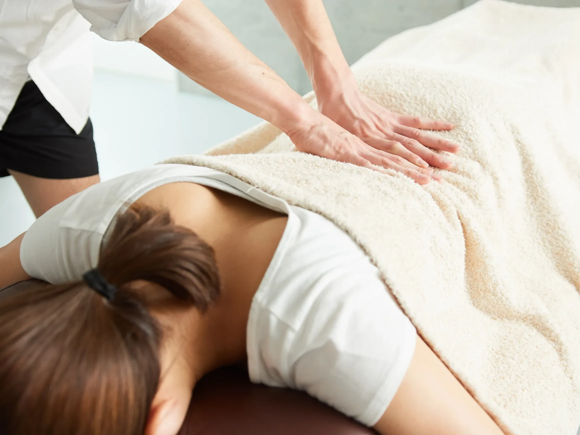 Close-up of a chiropractic back treatment